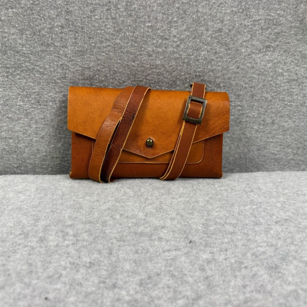 Noonday Collection Crossbody Wallet Purse Womens Small Tan Envelope Snap